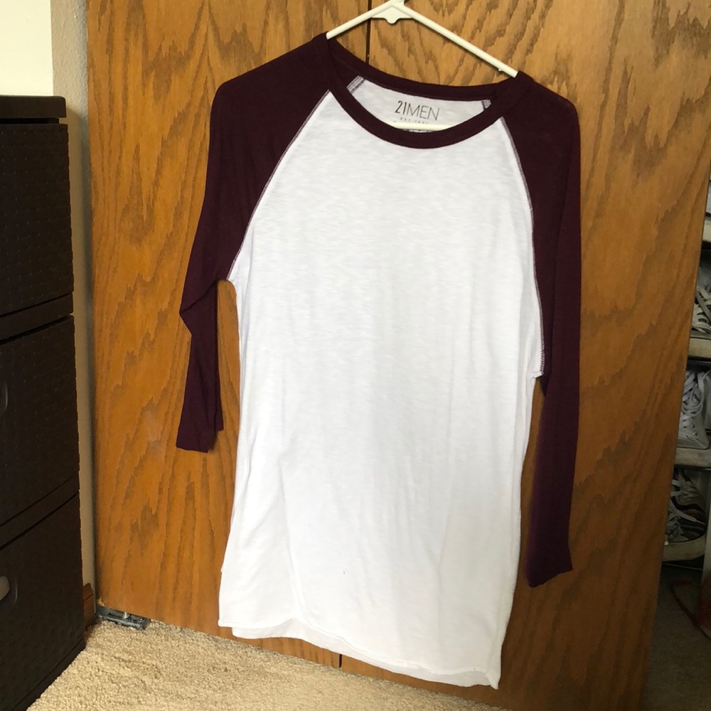 White/Maroon baseball shirt